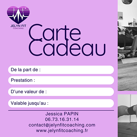 Illustration de présentation de la carte cadeau de Jelyn Fit Coaching - Coaching Sportif, Nutrition, Bien-être